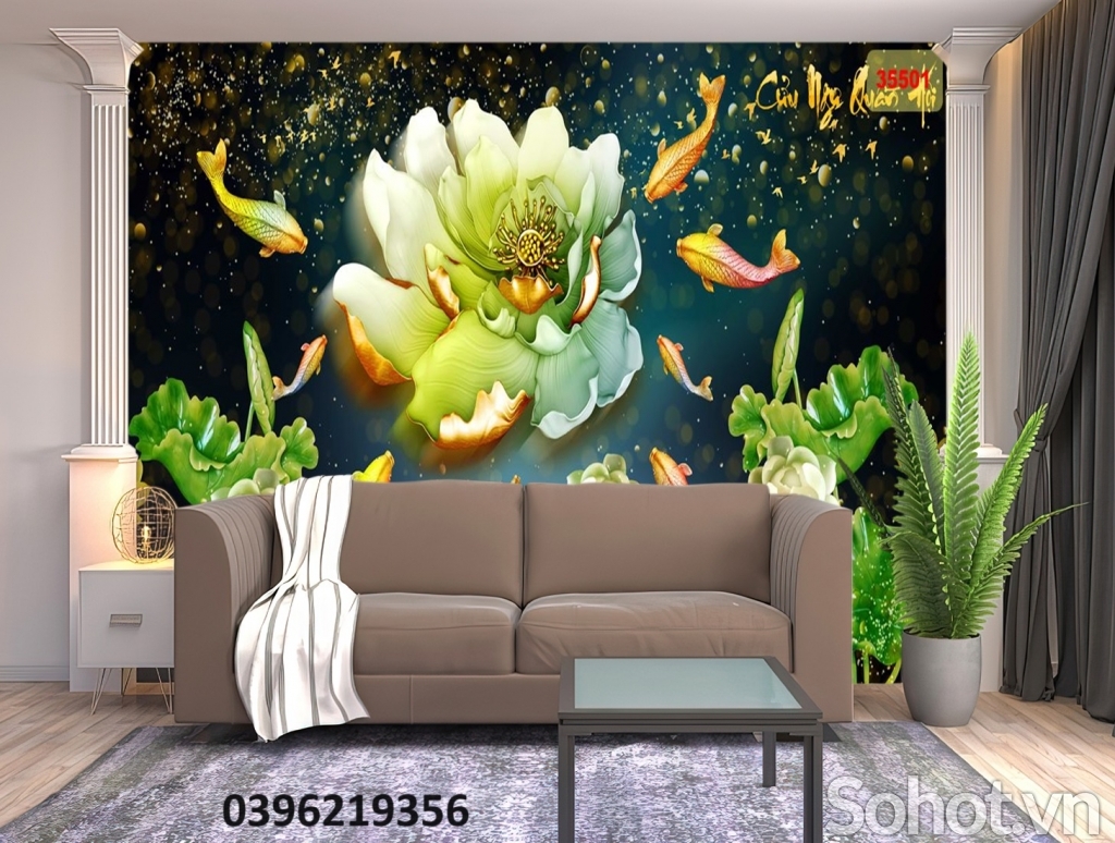 Tranh gạch 3d trang trí hình cá