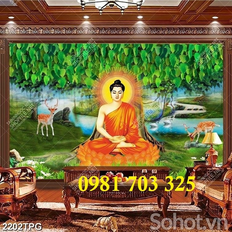Tranh Phật ốp phòng thờ, gạch tranh 3D