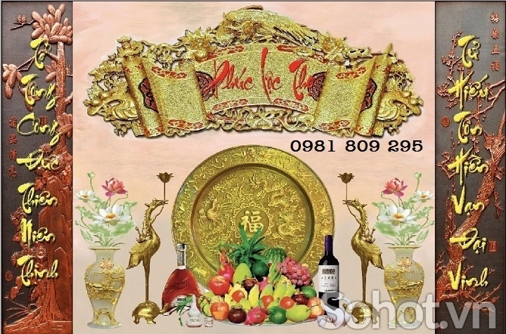 Gạch tranh phòng thờ gia tiên HP373