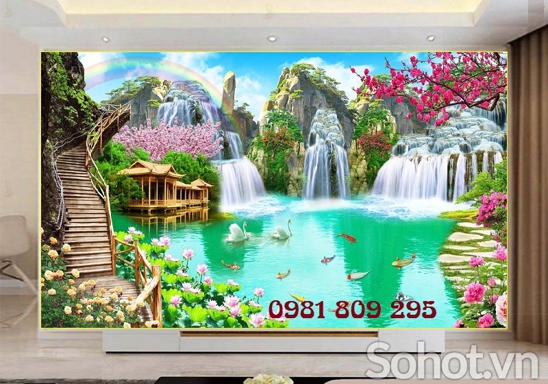 Tranh phong cảnh - gạch 3d sơn thủy hữu tĩnh