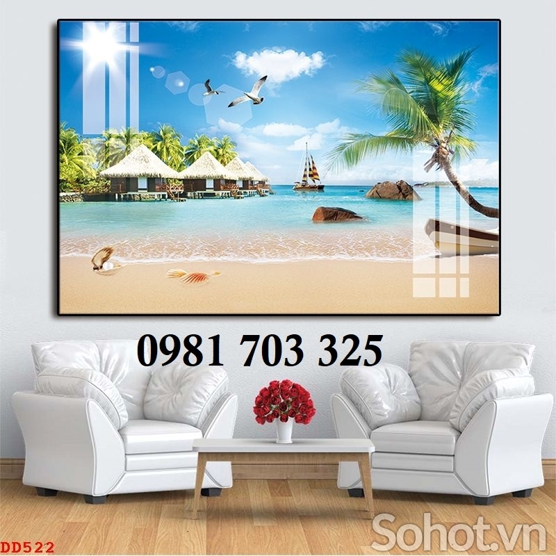 Gạch tranh phong cảnh biển trang trí tường