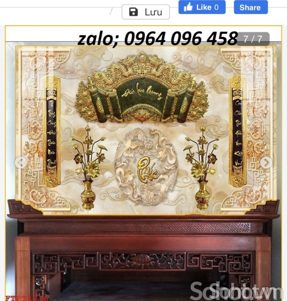 Tranh gạch 3d ốp tường phòng thờ - GBCV7