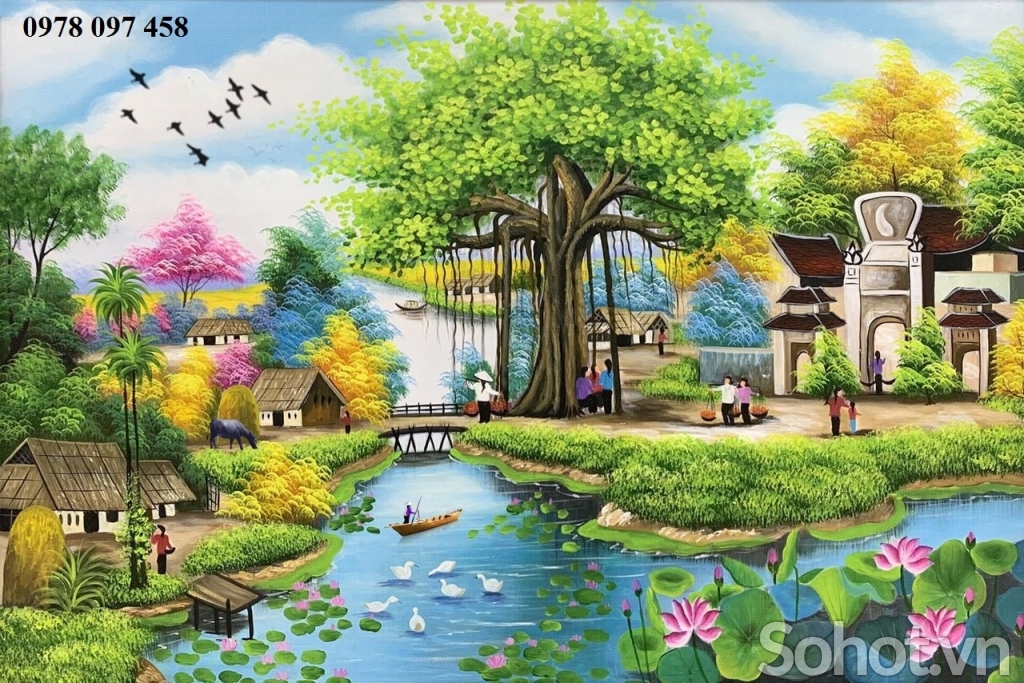 Tranh phong cảnh quê hương - gạch tranh 3D - Ninh Thuận 