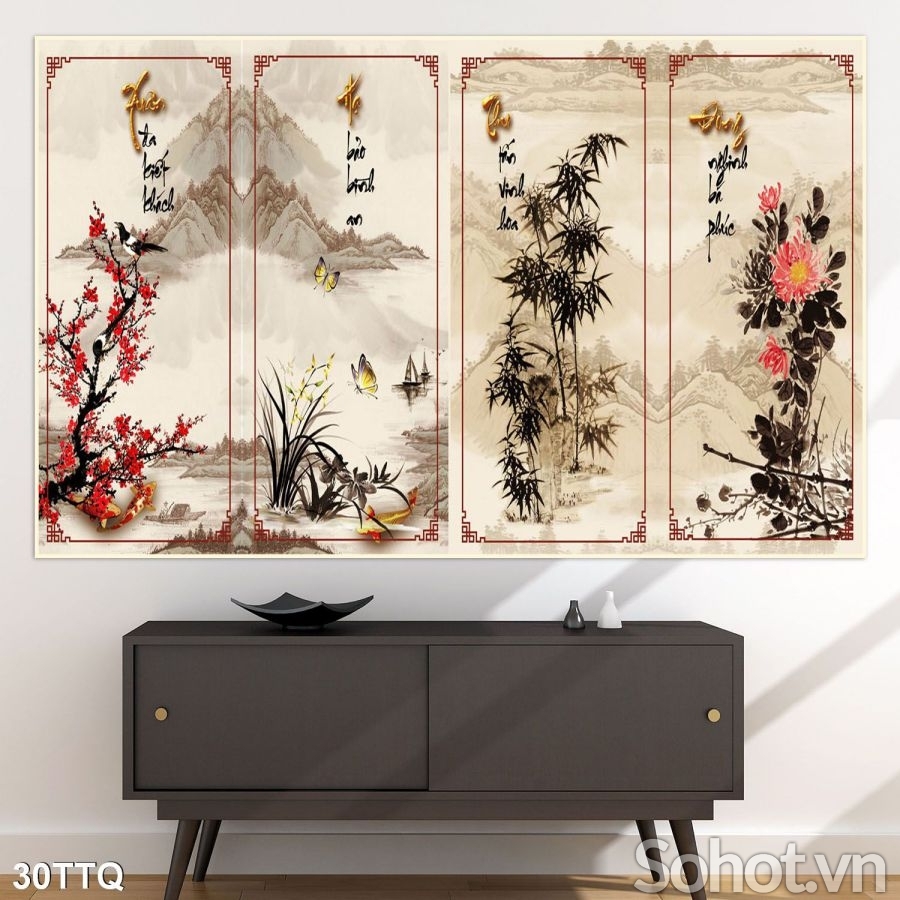 Phòng khách đep ốp tranh gạch men