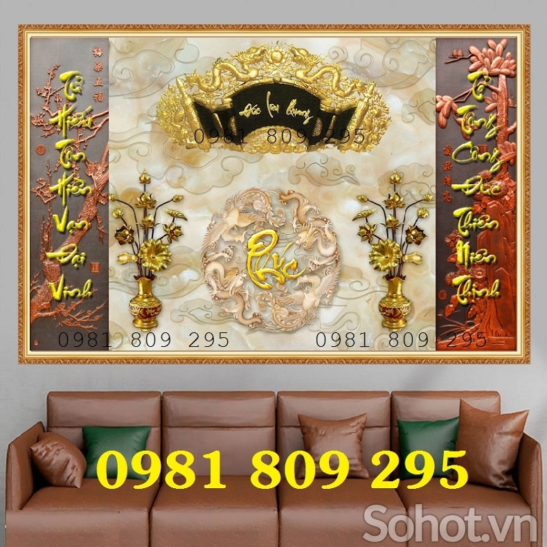 Gạch 3d ban thờ Phúc Lộc Thọ JH96