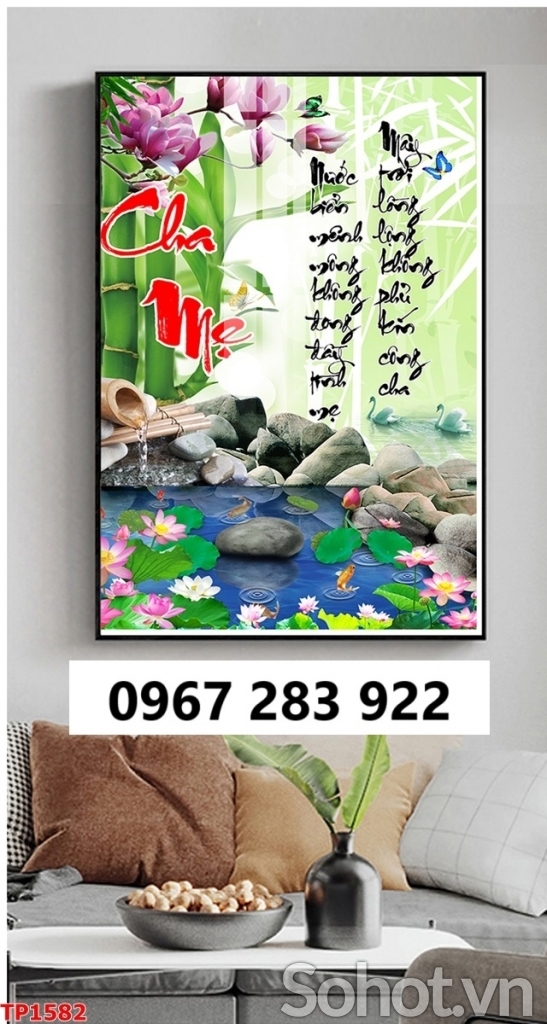 Tranh gạch thư pháp phong thủy 3d