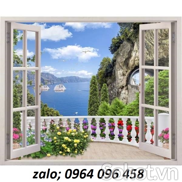 Tranh gạch ốp tường cửa sổ 3d - HCN43