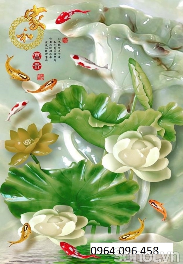 Tranh cá chép 3d - tranh gạch 3d cá chép - GFC33
