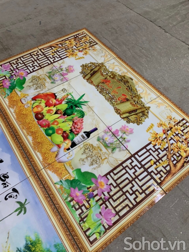 Tranh ốp tường phòng thờ- gạch men 3D