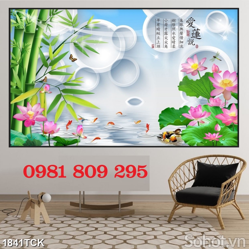 Gạch tranh hoa sen tranh 3d