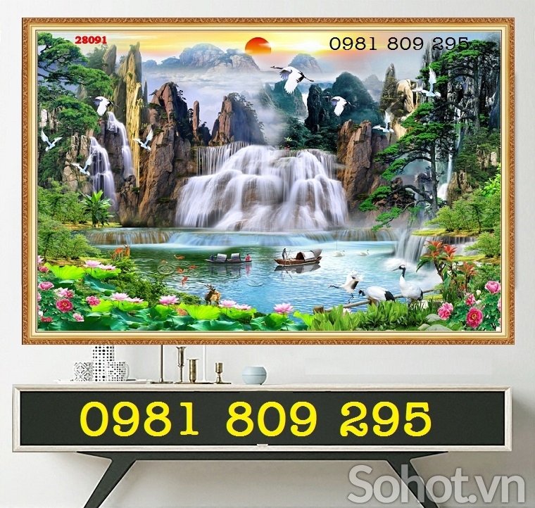 Mẫu tranh gạch 3d thiên nhiên - tranh sơn thủy