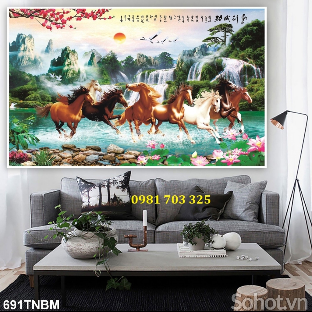 Tranh gạch 3d trang trí bát mã