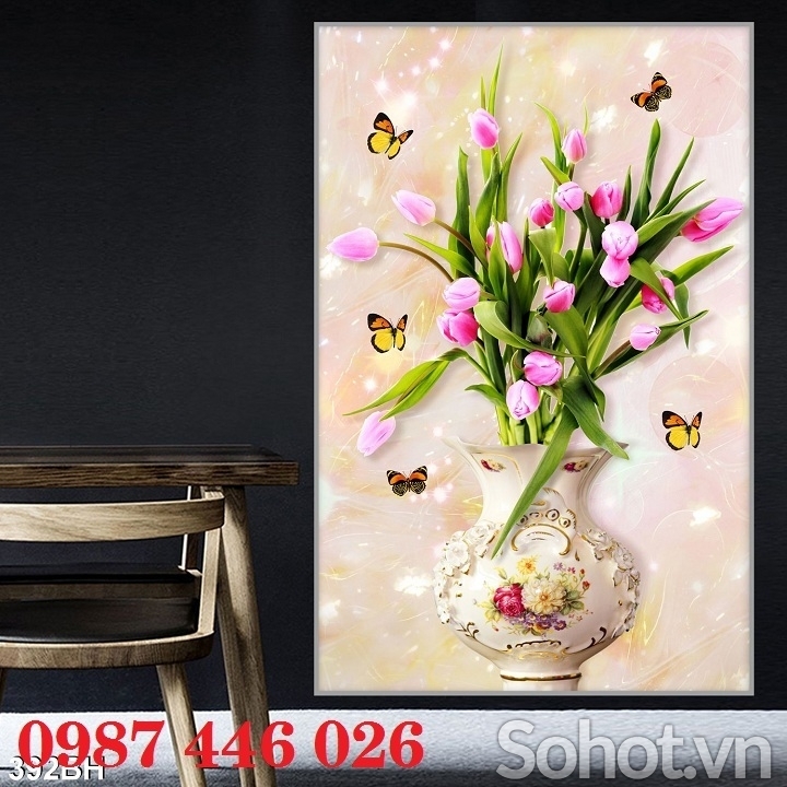 Tranh gạch men bình hoa HP97373