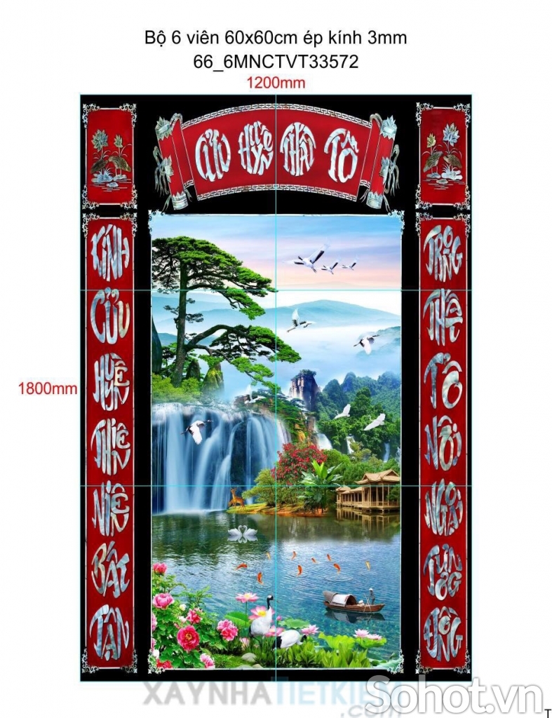 Tranh gạch 3d cửu huyền thất tổ -