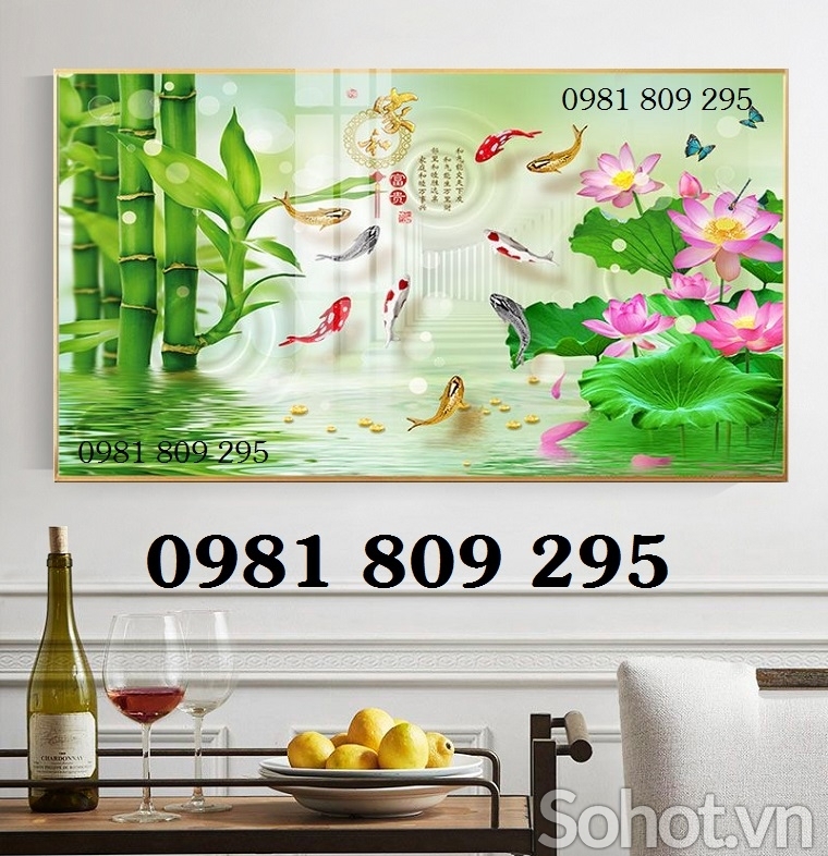 Tranh  gạch men hoa sen