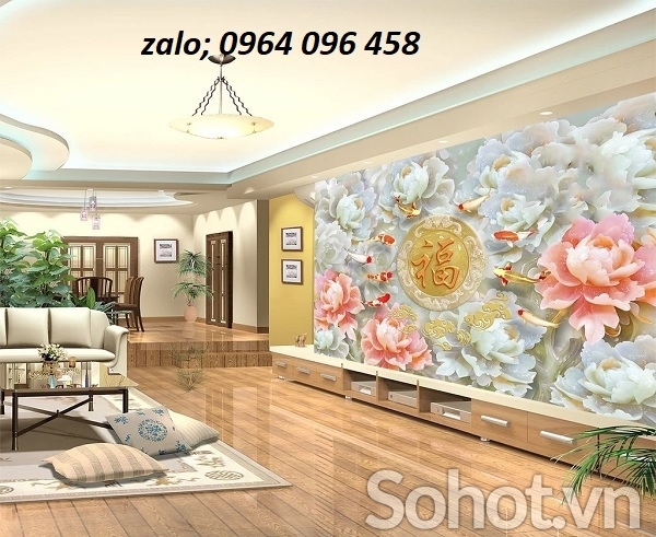 Tranh gạch 3d cửu ngư quần hội - 7998CB
