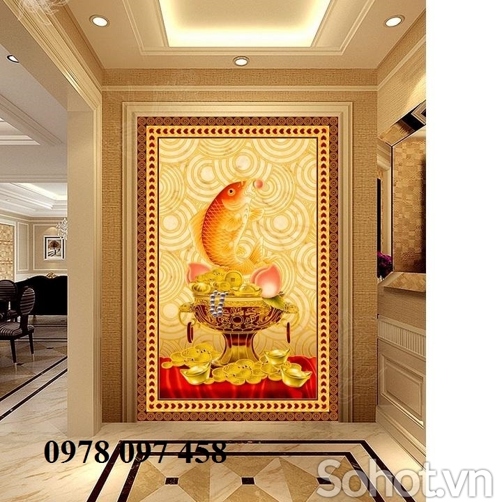 Gạch tranh 3D - tranh cây lộc vàng