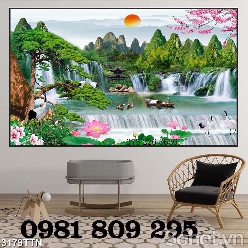 Gạch tranh 3d sơn thủy cao cấp