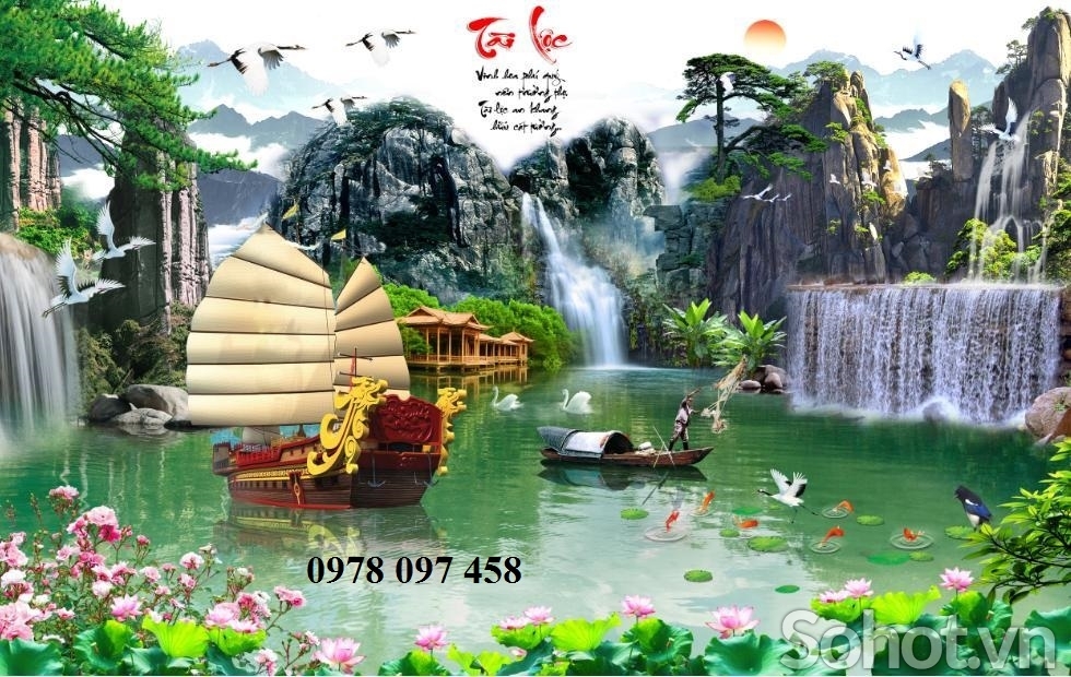 Tranh gạch 3d- tranh thuyền buồm