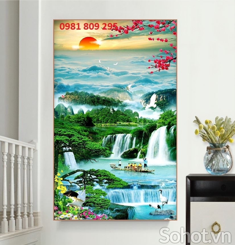 Gạch tranh 3d - tranh gạch men sơn thủy HP7565