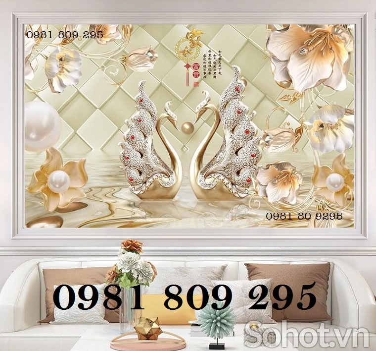 Tranh gạch 3d hoa ngọc - tranh phòng khách