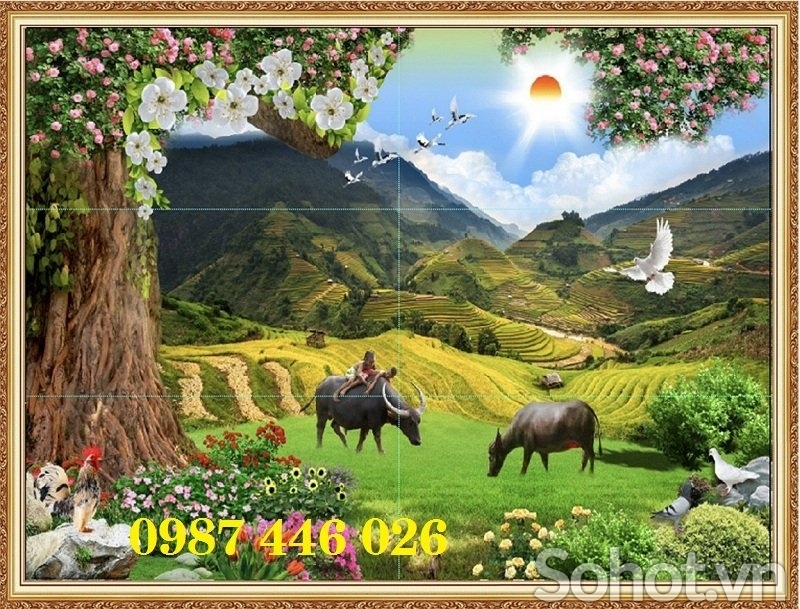 Gạch ốp tường tranh phong cảnh tự nhiên