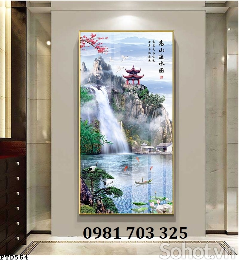 Tranh gạch phong cảnh 3D dán tường đứng