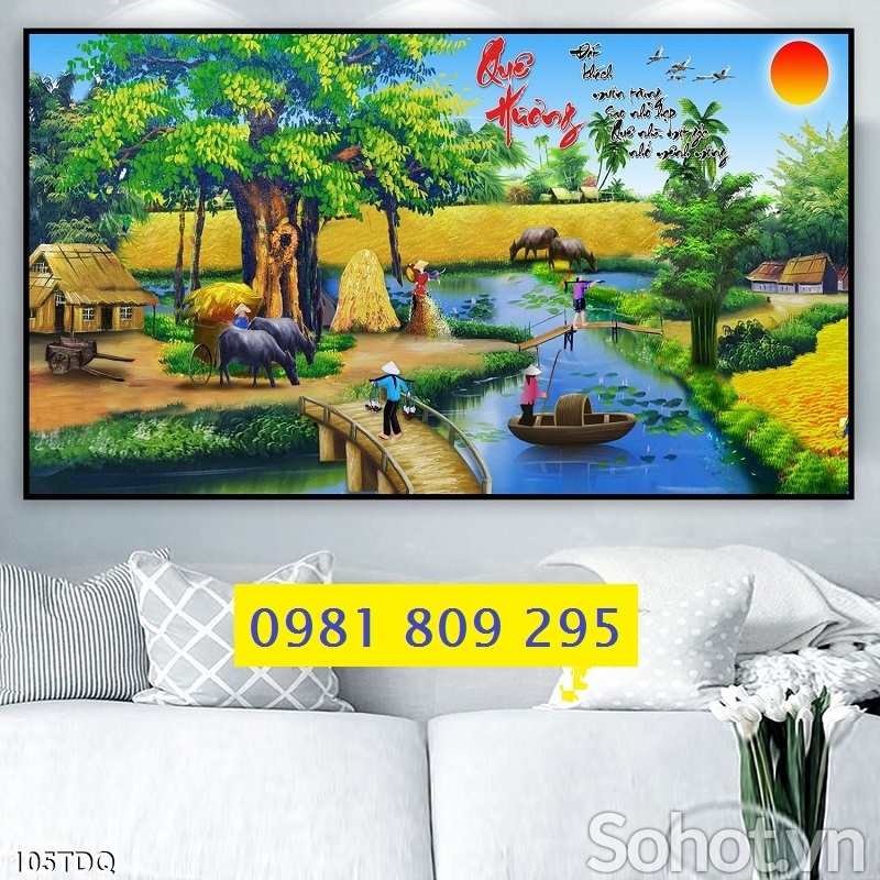 Gạch tranh 3D phong cảnh quê hương