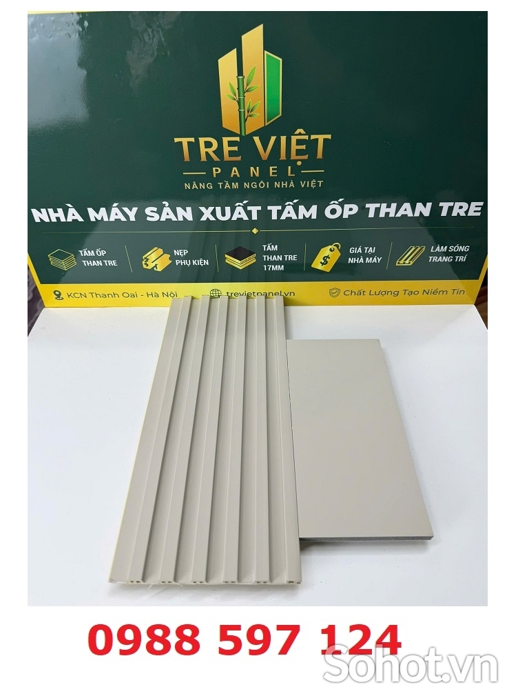 Ốp tường tấm ốp than tre kèm lam sóng