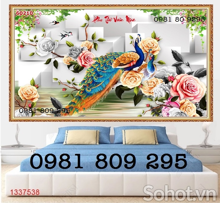 Gạch 3d con công , tranh gạch 3d