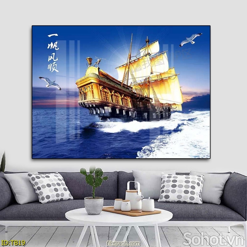 Gạch tranh 3D - thuận buồm xuôi gió