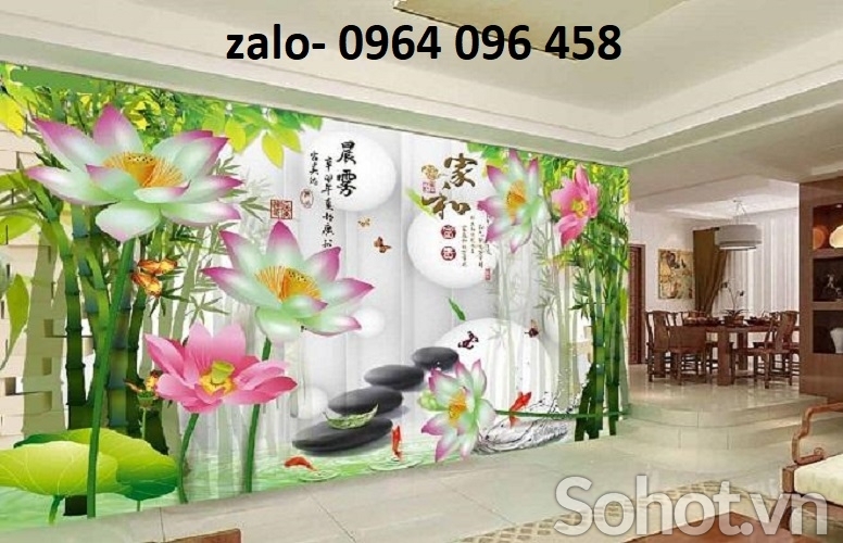 Tranh hoa sen 3d - tranh gạch 3d hoa sen - FSSX4