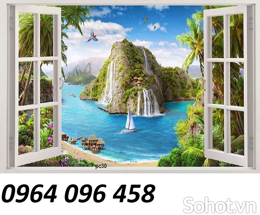 Tranh gạch ốp tường cửa sổ 3d - JSX433