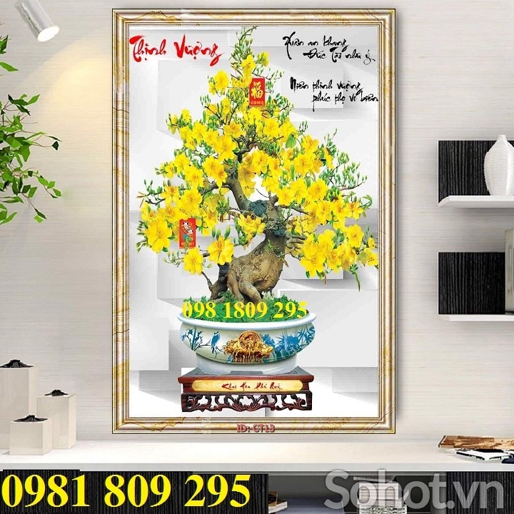 Tranh 3d hoa mai , gạch tranh mới HN939