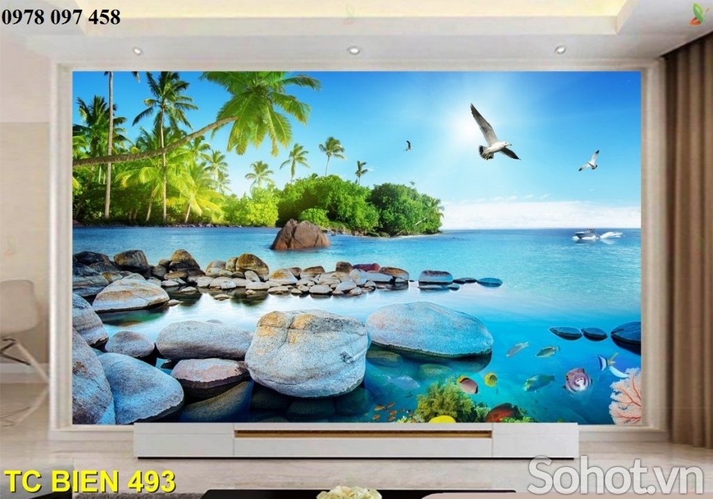 Tranh gạch 3D - tranh cảnh biển đẹp