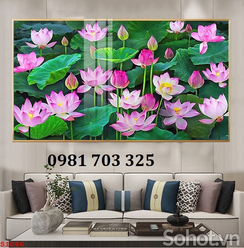 Tranh gạch 3d trang trí hoa sen