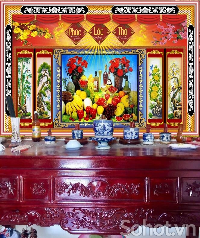 tranh gạch 3D, gạch tranh phòng thờ