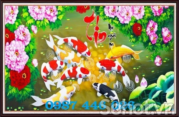 Tranh gạch men cá chép vàng P456
