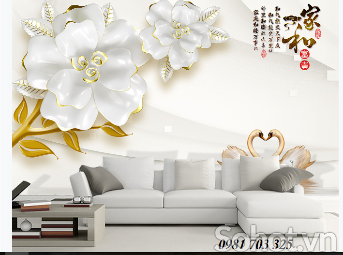 Tranh gạch 3D ốp tường trang trí phòng khách