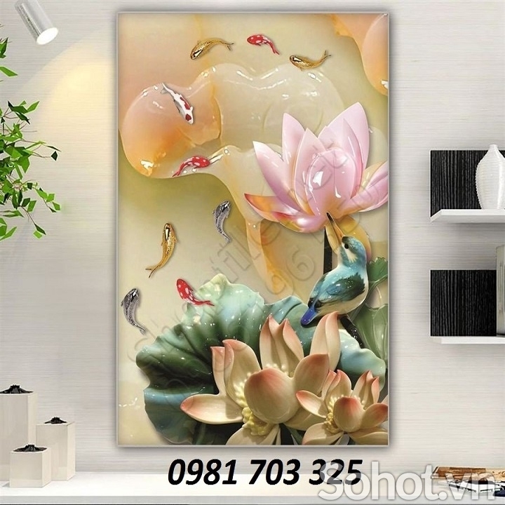 Gạch tranh khổ đứng 3D trang trí
