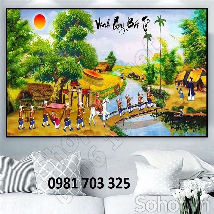 Tranh gạch 3D phong cảnh làng quê