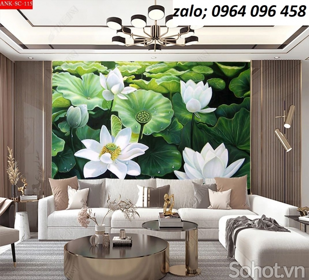 Tranh gạch ốp tường 3d hoa sen - 7999N