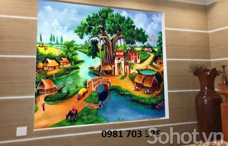 Gạch tranh 3D- tranh đồng quê