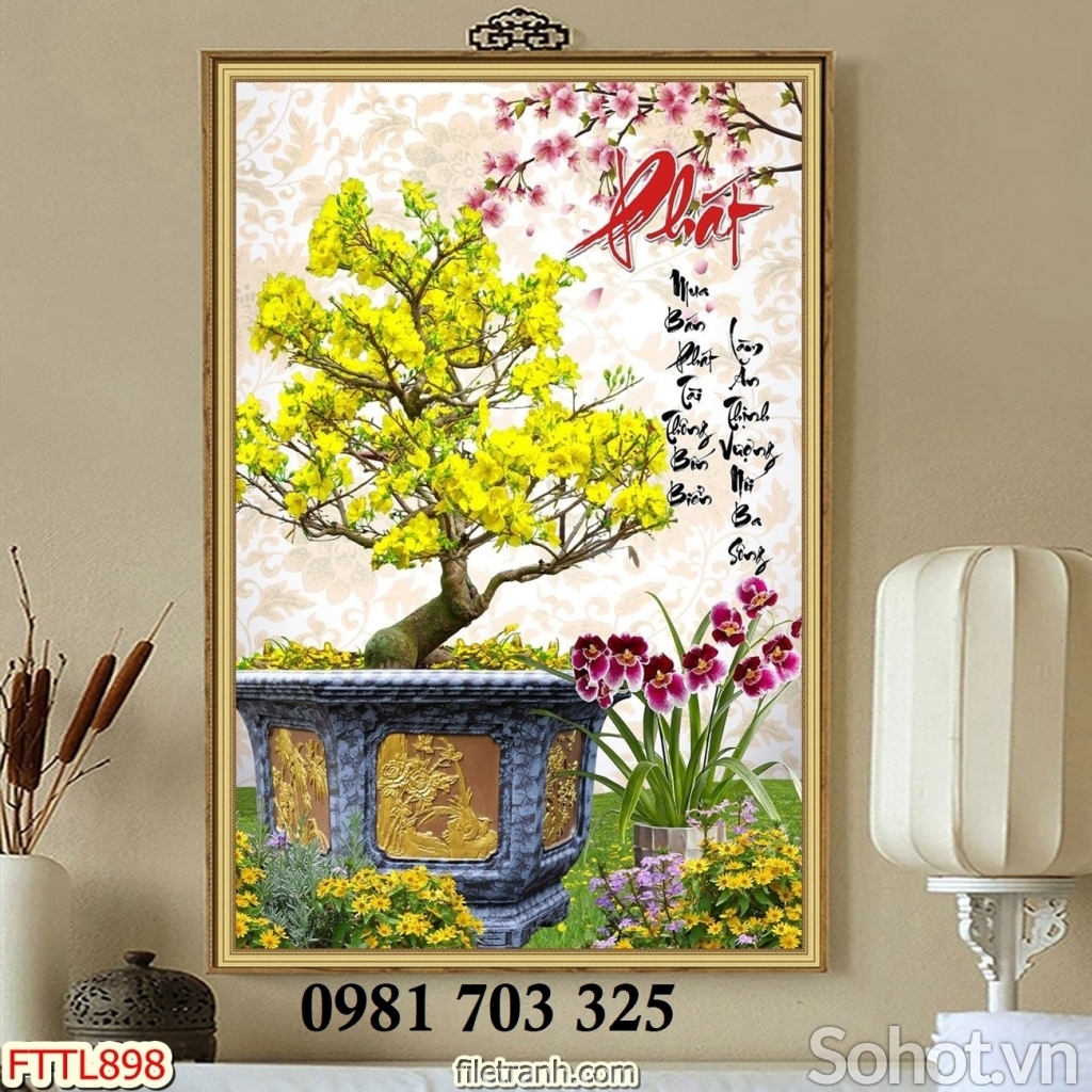 Tranh gạch hoa mai 3D