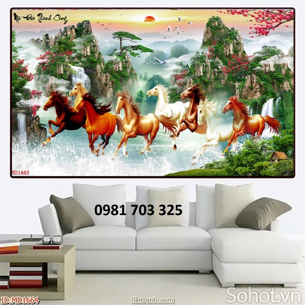 tranh gạch phong thủy bát mã