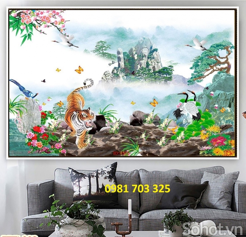 Tranh gạch đẹp trang trí hổ 3D