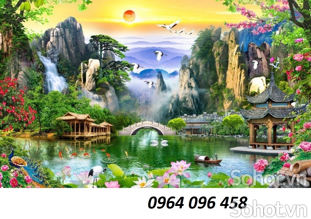 Tranh gạch 3d phong cảnh sông núi - 0777CP - Đồng Nai 