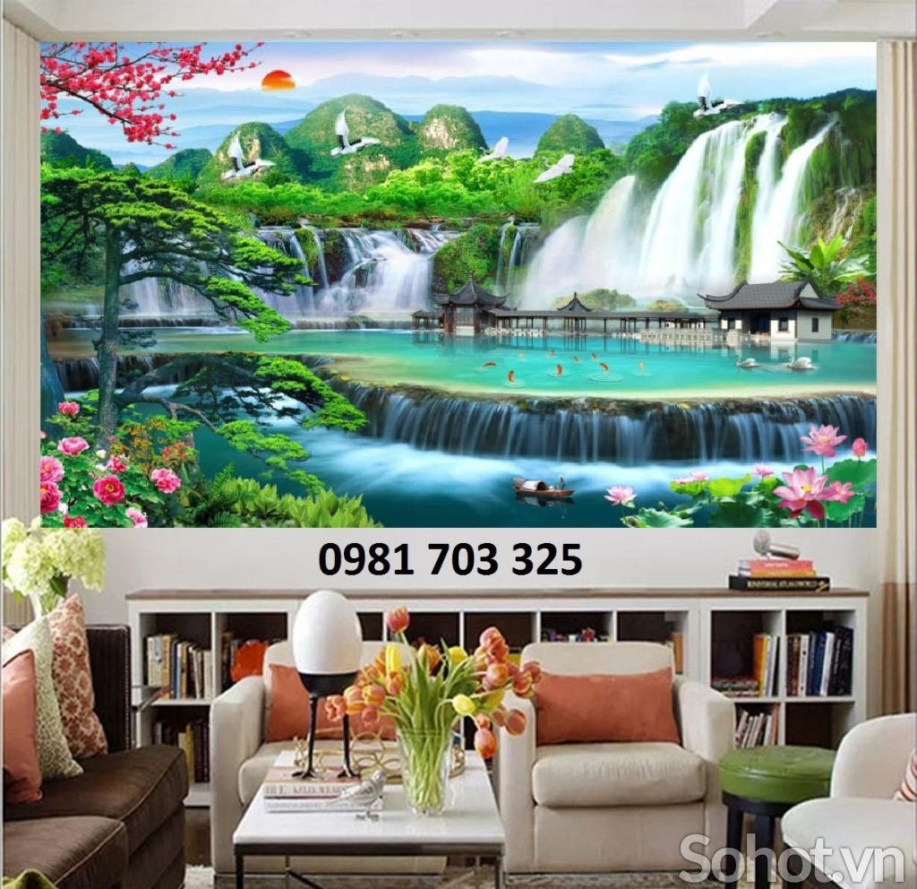 TRanh gạch phong cảnh thác nước