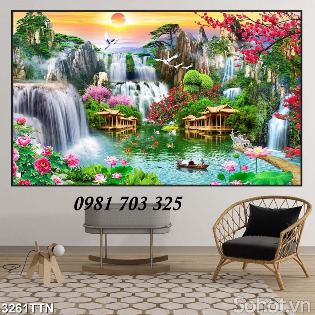 tranh phong cảnh thác nước