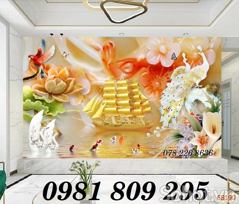 Gạch tranh 3d chim công